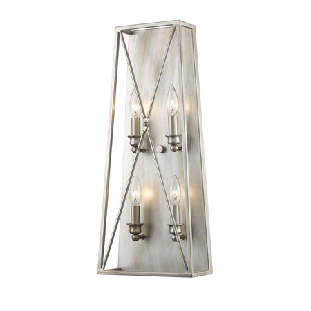 Z-Lite 447-4S-AS 4 Light Wall Sconce, Antique Silver